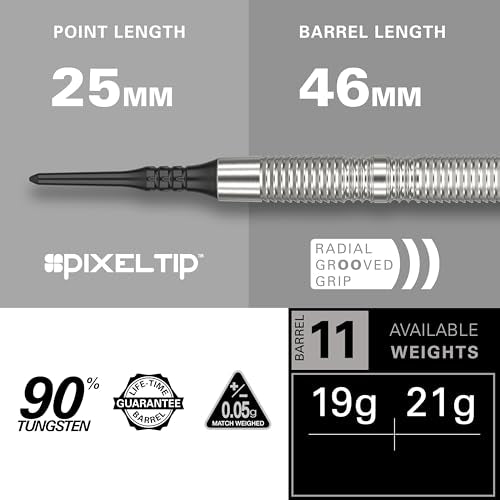 Target Darts Crux 11 21G 90% Tungsten Soft Tip Darts Set