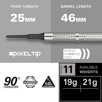 Target Darts Crux 11 21G 90% Tungsten Soft Tip Darts Set