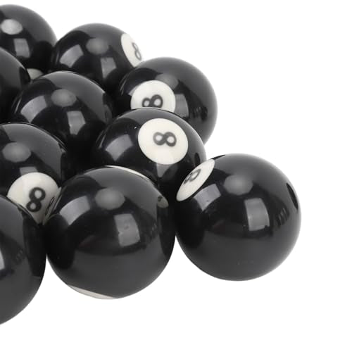 Keenso Billiard Black Eight Ball Set, 16 Pcs 2.3 Inch Pool Eight Ball Resin Billiard 8 Balls