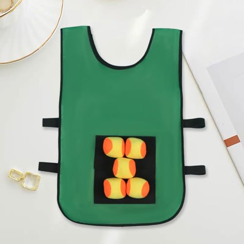 Dodgeball Game Toss Soft Toy Balls Playground Game Toy Sticky Ball Vest Target Ball Vest for Camping Indoor Backyard Outside - color: green aldults