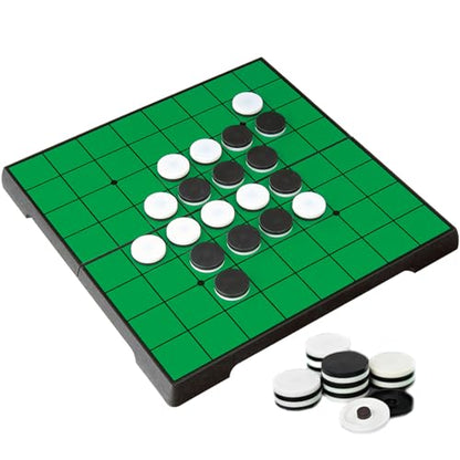 Reversi (Othello) Board Game Set -9.5", Magnetic Folding Strategy Travel Game for Kids and Adults