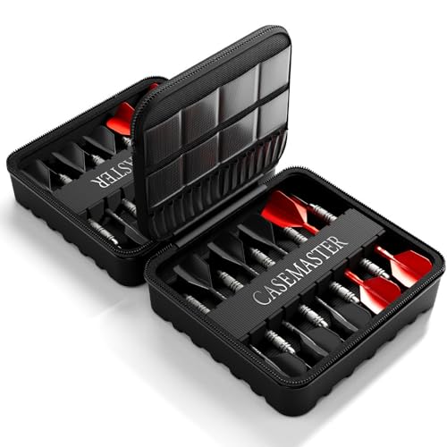 Casemaster Maxx 6 Dart Case, Holds 18 Steel Tip or Soft Tip Darts Fully Assembled, Hard Shell EVA Darts Case, 16 Accessory Pockets, Black - color: Black, size: 6 Dart
