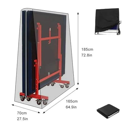 Ping Pong Table Cover Table Tennis Cover Oxford Waterproof Outdoor Rainproof Storage with Zipper - color: Black