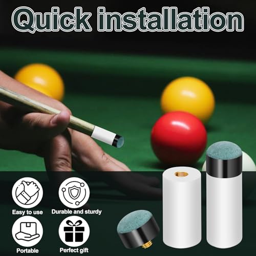 Uncle Yang Pool Cue Tips Replacement Kit Pool Stick Tips Screw On Pool Stick Tips Billiard Cues Tips with White Pool Cue Stick Ferrules for Stick Tip Replacement（12mm/13mm, 5pcs Each）