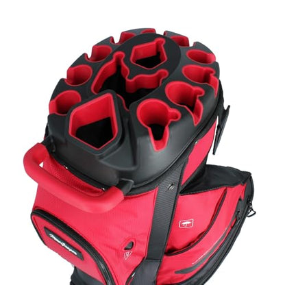 MacGregor MACLOCK Ultimate Divider System Cart Bag with 14 Way Organizer Divider Top and Individual Club Locking Slots - color: Black/Red