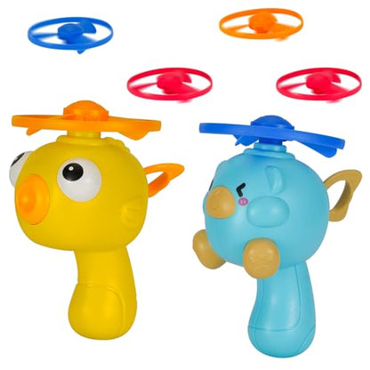 Outdoor Flying Disc Launcher Toys Set Pull-String Launchers Flying Toys for Summer Fun