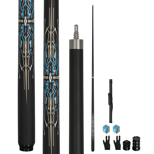 Carbon Fiber Pool Cue Stick 19.5 oz, Professional 10mm Rainbow Tip, 3 * 8 * 8 Joint, Suitable for Billiards and Snooker