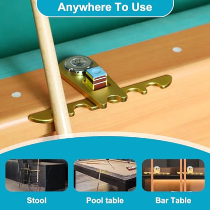 CROWN ME Portable Weighted Pool Cue Holder, Aluminum Billiard Chalk Holder, Golden Cue Rest Cue Stick Holder for Five Cue Sticks - color: Golden