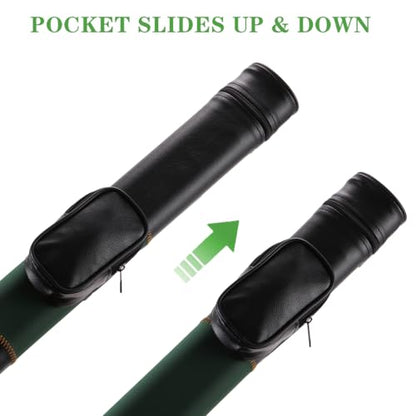 Billiard/Pool Cue Hard Cases, Cue Case 1 Stick 2 Holes,Holds 1 Complete 2-Piece 58 Inches Cue Sticks,Deluxe Hard Billiard Pool Cue Stick Carrying Case,Pool Billiards Accessories - color: Green