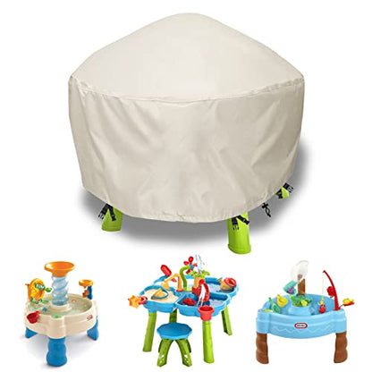 Water Table Cover Waterpark Play Table Covers Sand Water Outdoor Water Table Cover 34X34X18 inch-Beig - color: Beige