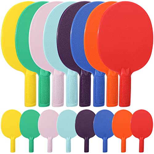 Junkin 16 Pcs Bulk Plastic Table Tennis Paddle Set Multi Color Sports Table Tennis Rackets Paddles Portable Equipment Accessories for Indoor Outdoor Games, Easy Grip and Light Spin - style: Classic