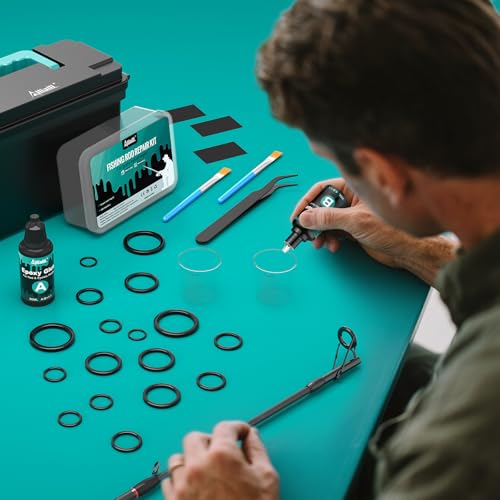Fishing Rod Repair Kit, Fishing Pole Eyelet Repair -13 Sizes 52Pcs Ceramic Guide Rings for Replacement, Rod Tip Accessories & Gear | High-Hardness | Low-Friction/w A&B Epoxy Glue Tweezer