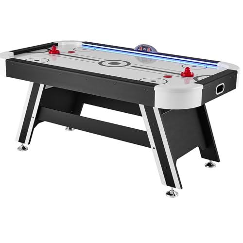 Happybuy 72" Air-Powered Hockey Table, Indoor LED Hockey Game with Electronic Score System, Includes 2 Pucks and 2 Pushers, Arcade Set for Kids and Adults, Ideal for Game Room