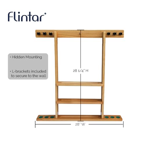 Wall Mount Cue Rack, Billiard Pool Cue Stick holder, Premium Quality Made in TAIWAN, Solid Hardwood, Cue Rack Only - color: Orange-Oak