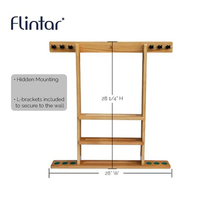 Wall Mount Cue Rack, Billiard Pool Cue Stick holder, Premium Quality Made in TAIWAN, Solid Hardwood, Cue Rack Only - color: Orange-Oak