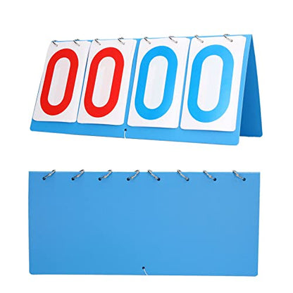 4 Digit Scoreboard, Flip Number Tabletop, Blue Red Portable Score Keeper, Plastic 36x16.5cm for Volleyball Basketball Table Tennis