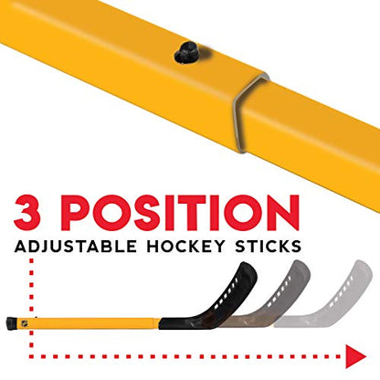 Franklin Sports Mini Hockey Goal Set - NHL Light Up Knee Hockey Goal and Stick Set with Hockey Ball - Perfect for Indoor Floor Hockey and Knee Hockey, Red, 36" L x 36" W x 24" H