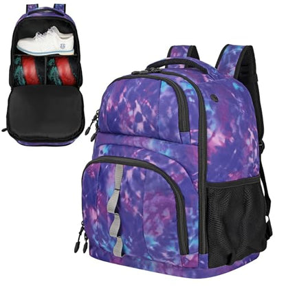 Goloni 2 Ball Bowling Backpack,Bowling Ball Bag with Shoe Compartment & Portective Foam Padded, Fits Shoes Up to US Size 16 - color: Purple Camo