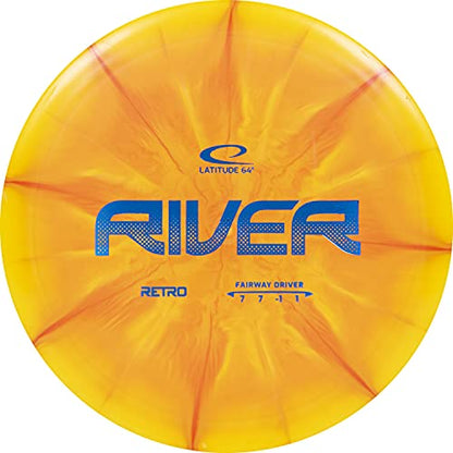 Latitude 64 Retro Burst River | Disc Golf Fairway Driver | Easy-to-Throw Disc Golf Driver for Beginners | Straight Flying | 170g+ Frisbee Disc | Unique Burst Patterns | Orange - color: Orange