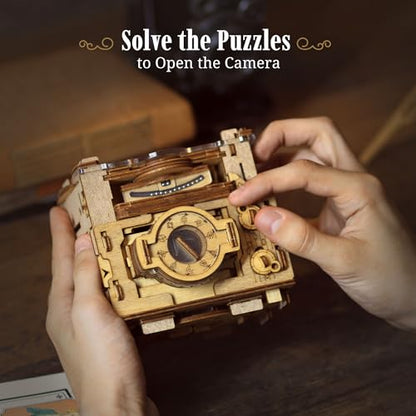 iDventure Cluebox PRO - Sherlock's Camera - Escape Room Game - sequential Puzzle Box - 3D Wooden Puzzle for Adults - Brain Teaser - Birthday Gift Gadget for Men and Women - Money Box - color: Camera of Sherlock Holmes