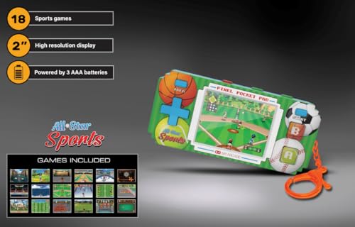 My Arcade All-Star Sports Pixel Pocket Pro: Preloaded Game, Baseball, Soccer, Basketball, 18 Games in 1