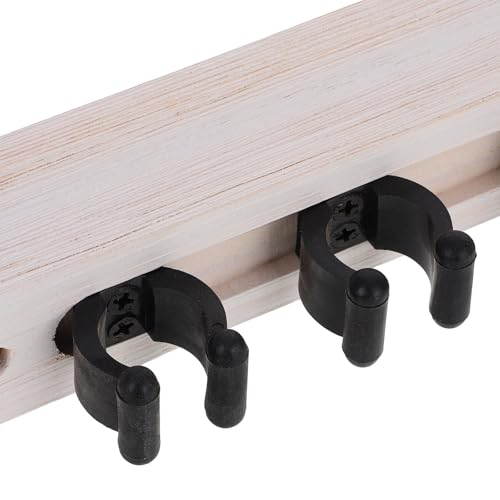 Cabilock Wall Mounted Pool Cue Stick Holder Rack, Solid Wood Billiard Cue Organizer 6 Slots, White Pool Stick Storage for Game Room Billiards Accessories