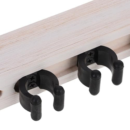 Cabilock Wall Mounted Pool Cue Stick Holder Rack, Solid Wood Billiard Cue Organizer 6 Slots, White Pool Stick Storage for Game Room Billiards Accessories