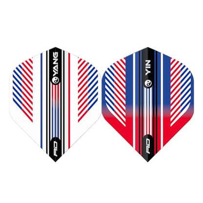 RED DRAGON Yin Yang Double Sided Dart Flights 3 Sets Per Pack (9 Dart Flights in Total) - color: Red, White and Blue