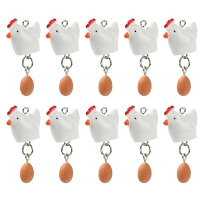 Stiesy Cute Resin Hen with Egg Charms 20Pcs, 3D Farm Animal Chicken Dangle Charm Bulk for Jewelry Making, DIY Craft Projects and Animal Lover Presents - color: Hen with Egg-20pcs