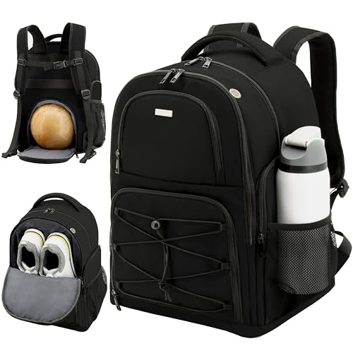Single Ball Bowling Backpack with Shoe Compartment – Lightweight Ball Bag for Men and Women，Black - color: Black