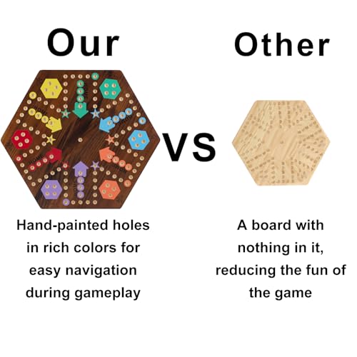 Extra Large 23.6 Inches Wahoo Marble Board Game 4 and 6 Players 2 Sided Painted Thicken Wood Board Perfect Game for Family Friends Party (Brush Paint Burn) - color: Flame, style: 23.6 Inch