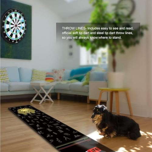 Dart Mat,with Throw Lines, Professional Rubber Dart Carpet, Non Slip Dart Floor Mat, 5mm Thickness Flooring Protector for Exercise Game