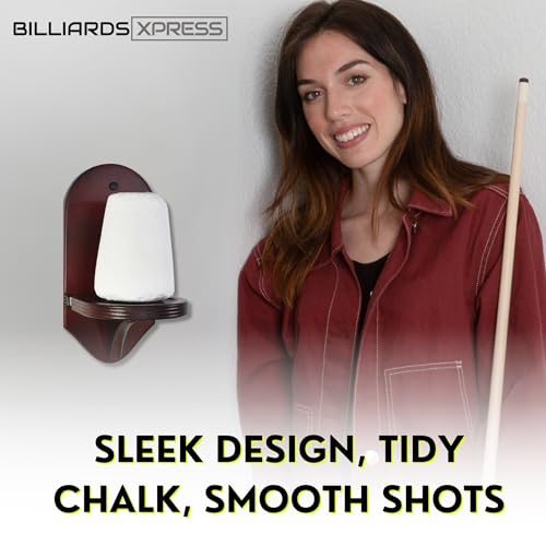 Pool Hand Chalk Holder - Elegant Cone Chalk Holder - Extra-Sturdy Pool Chalk Holder - Wall Mounted Pool Table Chalk Holder with Beveled Edge and Hardware - Pool Table Accessories - color: Mahogany