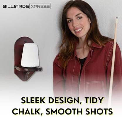 Pool Hand Chalk Holder - Elegant Cone Chalk Holder - Extra-Sturdy Pool Chalk Holder - Wall Mounted Pool Table Chalk Holder with Beveled Edge and Hardware - Pool Table Accessories - color: Mahogany