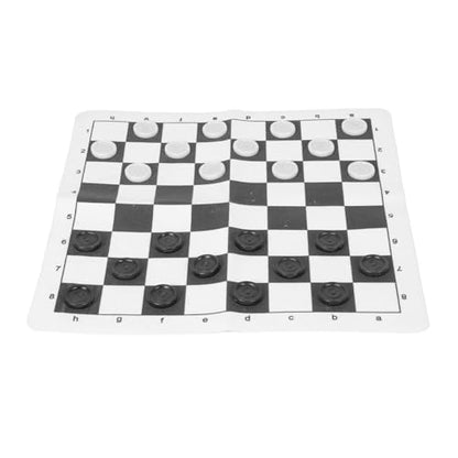 Outdoor Checkers, Folding PU Leather Camping Games Checkers Set with 24 Pieces for Kids Adults Family Picnics Parties Lawn BBQ (Black) - color: Black