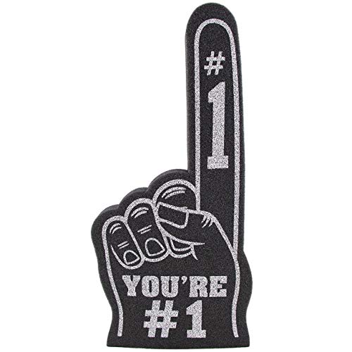 Giant Foam Finger 18 Inch- You're Number 1 Foam Hand for All Occasions - Cheerleading for Sports - Exciting Vibrant Colors use as Celebration Pom Poms- Great for Sports Events Games School Business - color: black