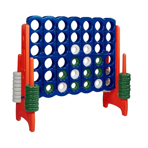 ECR4Kids Jumbo 4-to-Score Giant Game with 42 Rings and Reset Sliders, Kids Games, Blue/Orange - color: Blue/Orange