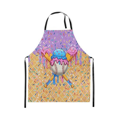 Manfei Baseball Ice Cream Kids Kitchen Apron - color: Light Purple