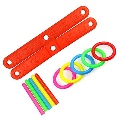 Ring Toss Game for Kids, 5 Rings Circle Toss Game Set for Kids Backyard Ring Toss Fun