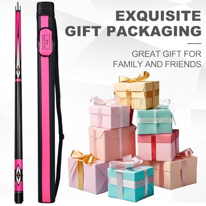 Pool Cue Stick,Pro Cue with Hard Case,Pool Sticks for Adults,Womens Pool Cue,Pool Cues for Men,58inch 19-21oz Billiard Stick Pool Cue Set,Pink/Orange/Green - color: Pink