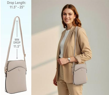 Solene Small Crossbody Bag with Gold Hardware, Mini Shoulder Purse with Adjustable Strap - color: Nude