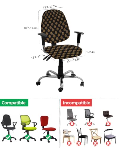 Savannan Office Chair Cover, Pastoral Autumn Pumpkin Plant Protective Stretch Elastic Universal Cover for Desk Task Chair,Computer Rotating Chair 1 Pcs Black Background