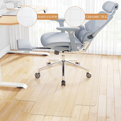 KMAT Office Chair Mat,Easy Glide Hard Wood Tile Floor Mats,Chair Mat for Home Office Rolling Chair,Heavy Duty Floor Protector -Anti-Slip-45 x53 with Lip - size: 45"x53", style: Hard Floor Mat With Lip