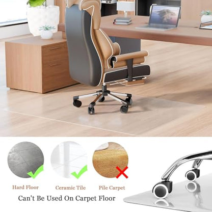 Clear Chair Mat for Hardwood Floor, Anti-Slip Transparent Floor Mat 40" 42" 54" 60" 64" 70" Gaming Chair Mat Anti Scratch, Heat Resistant, Rectangle for Home Office