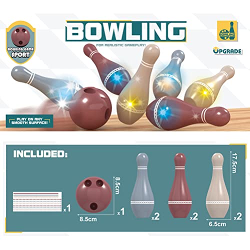 Naroote Exciting Bowling Game for Children with Lighting Function, Includes 6 Bowling Pins and 1 Ball, Improves Motor Skills and Coordination, Excellent for Boys Girls, Suitable for All Ages (4PCS