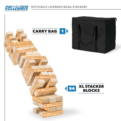 Wild Sports NCAA Giant Stacking Wooden Blocks – Tumbling Tower Classic Family Game Stacks Over 5 ft. High – Great Gift for Any College Football Fan!