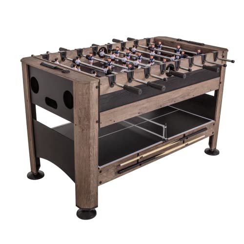 Triumph 56" 4-in-1 Swivel Multi-Game Table - Air Hockey, Billiards, Foosball, Ping Pong - Rustic Wood Grain Finish