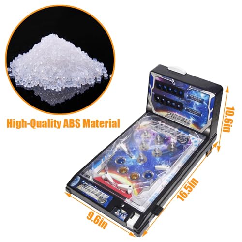 Electronic Tabletop Pinball Game Retro Arcade Pinball Machine with Lights Sounds and Scoreboard Portable Desktop Ball Shooting Toy for Kids