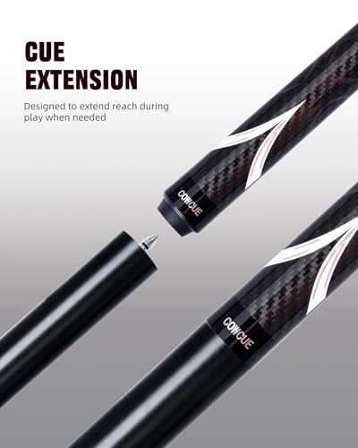 CRICAL COWCUE 58-Inch Carbon Fiber Pool Cue, Low Deflection, 12.5mm Tip | Adjustable pool cue with 3/8x8 joint for stable control, regular billiards practice and pool hall play. - color: CW-04-set1