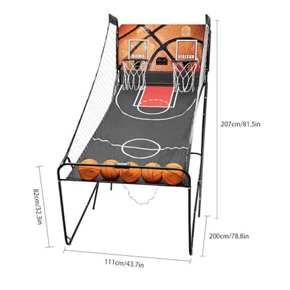 Foldable Basketball Arcade Game, Indoor/Outdoor Electronic Dual Basketball Arcade Game with 8 Game Modes LED Scoreboard Dual Shot Electronic Hoops
